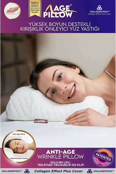 AGE PILLOW 2 Pieces - Anti Age Anti-Wrinkle Beauty Pillow - Orthopedic High Neck Support - Patented