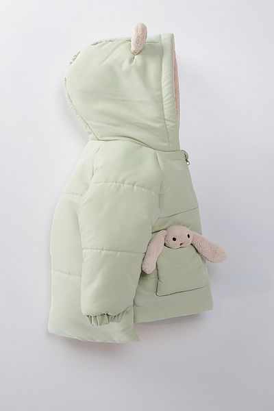 PODİUM GİYİM Trendy Special Design - Cute Baby Toy, Rabbit Winter Coat, Pocket and Hood
