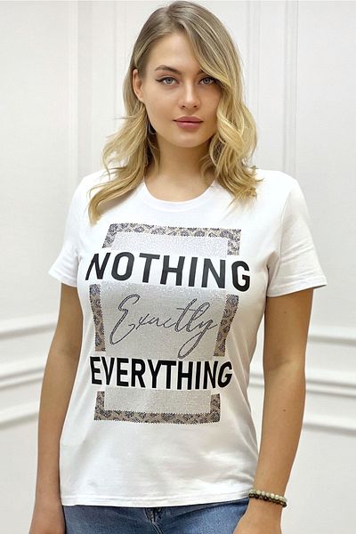RICH GLAM Premium CoTTon - CrysTal STone PrinTed Crew Neck ComforTaBle Women's T-shirt, Large Size