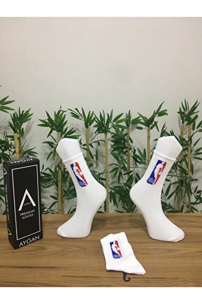 AyganStore Basketball Unisex Beyaz Kolej Spor Çorap