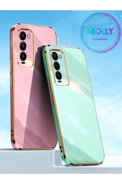 Molly Technology Tecno Camon 18p Için Inci Beyazı Kenarları Gold Detaylı Lüks Silikon Kılıf