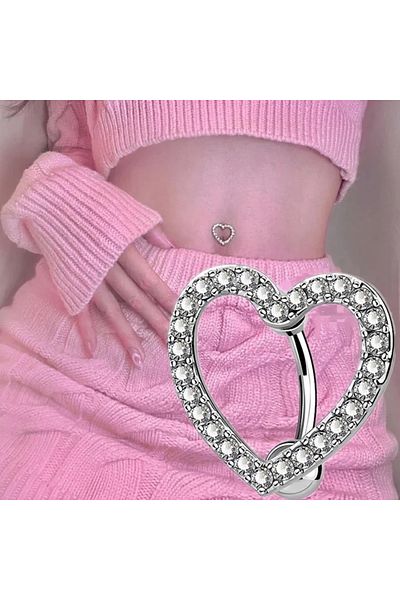 DarkellaStore Lolita Heart Belly Piercing (Cerrahi Steel)