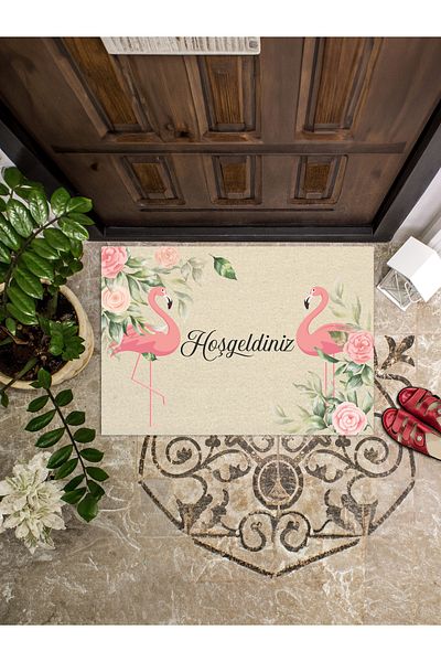 Viadela Flamingo Welcome Mat - Front 45x65