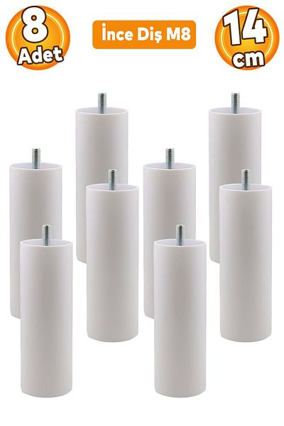 Badem10 Mobilier Canapea Fotoliu Baza Upgrade M8 Șuruburi Dinți Fini Suport Picior Picioare Alb 14cm 8Buc