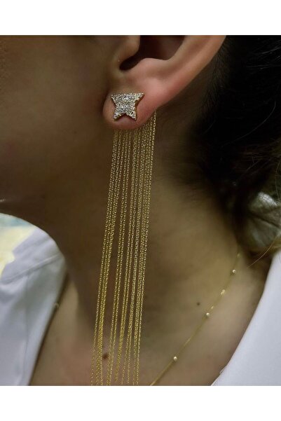 byeldaeksioglu Yıldız Zincirli Küpe