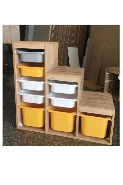 OYUNCAK DOLABI AHŞAP DESEN OYUNCAK SAKLAMA DOLABI MERDİVEN 4