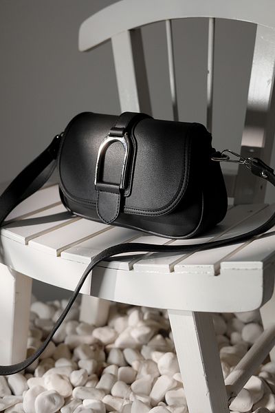 Rimense Black Women's Bag - Buckle, Adjustable Strap and Lining