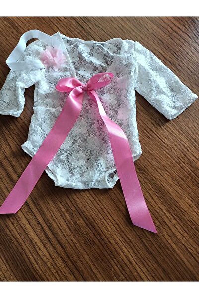 RAY TİCARET Newborn Baby Bodysuit Baby Photo Props Shoot Lace Jumpsuit Bandan...