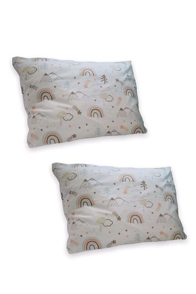Bebek Özel 50x70 cm 100% βαμβακερή μαξιλαροθήκη για παιδιά και ενήλικες - Κρέμα καφέ Rainbow (2 ΤΕΜ)