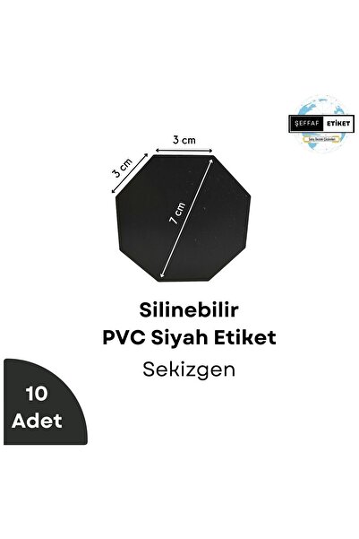 Şeffaf Etiket 10 bucăți autocolant pentru tablă PVC negru șters, preț octogonal Etichetă pentru raft numai etichetă