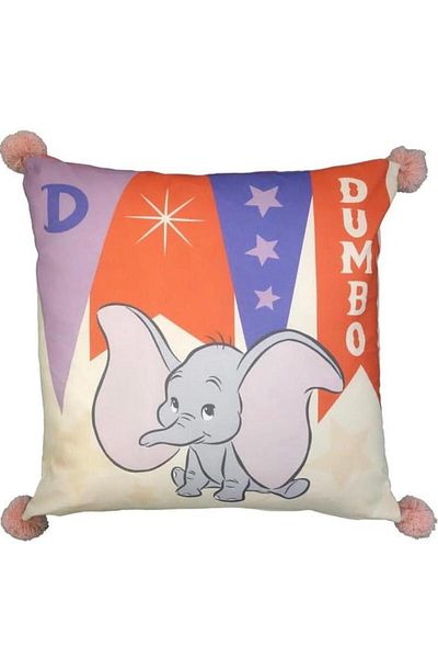 Taç Disney Dumbo - 40x40 Cm Square Throw Pillow, Pompom, Filled, 1 Piece