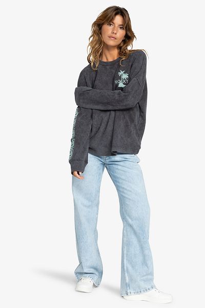 Roxy Vaflový potisk Algodon-Polyester Blend Top pro ženy [200 g/m] – dlouhý rukáv s knoflíky