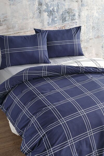 Doqu Home Ranforce Navy Double Duvet Cover Set - Navy Blue