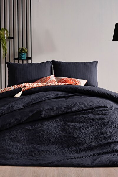 Doqu Home Sofia Seersucker Duvet Cover Set Double - Black