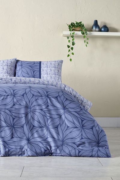 Doqu Home طقم غطاء لحاف فردي من Palmera Ranforce - أزرق داكن