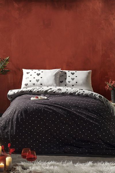 Doqu Home طقم غطاء لحاف فردي من رانفورس فالينز - أسود