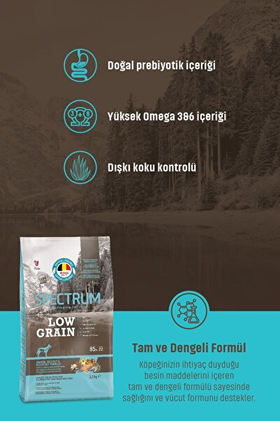 Spectrum LOW GRAİN SOMONLU HAMSİLİ YABAN MERSİNLİ ORTA VE BÜYÜK IRK YETİŞKİN KÖPEK MAMASI 12 KG