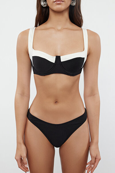 Trendyol Collection Textured Black Balcony Bikini Set - TBESS24BT00151
