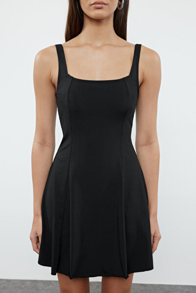 Trendyol Collection Black Square Neck Removable Pad Skirt Swimsuit Tbess24Ma00175