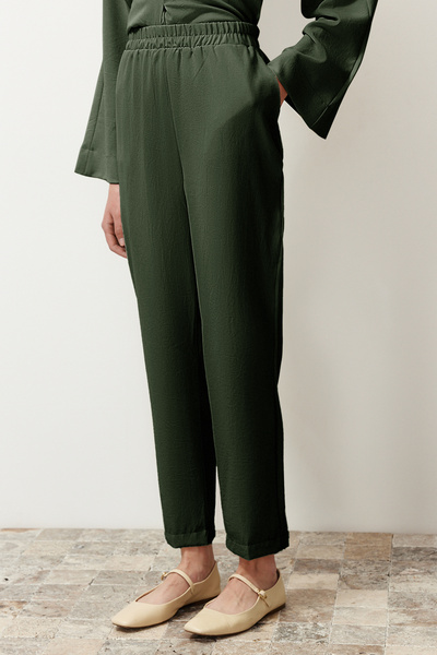 Trendyol Modest Khaki Woven Lower Upper Set - Tctss24Us00055 with Collar Detail