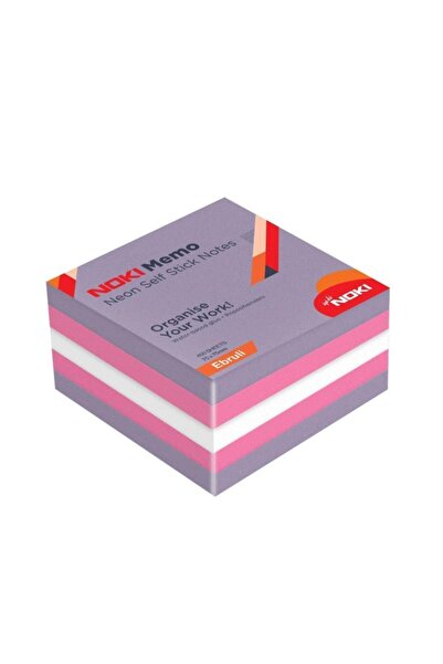 Noki ورق ملاحظات لاصق مكعب 450 ورقة 75 × 75 مم نيون رخامي (12 قطعة)