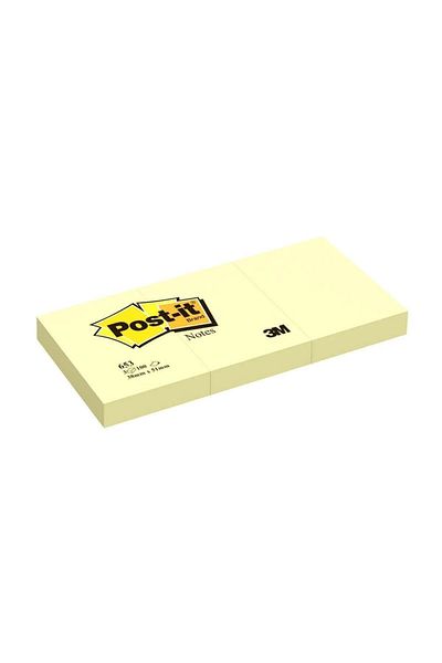 Post-it ورق ملاحظات لاصق 3 كتل 100 ورقة 38x51 أصفر 653 (4 حزم)