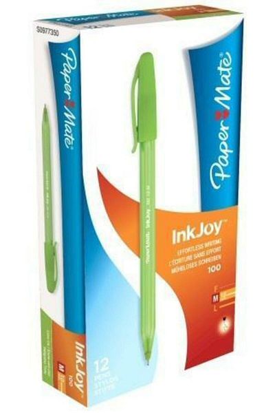 Paper-Mate Paper Mate Inkjoy 100 Ballpoint Pen - 1.0 mm Light Green, 12 Boxes