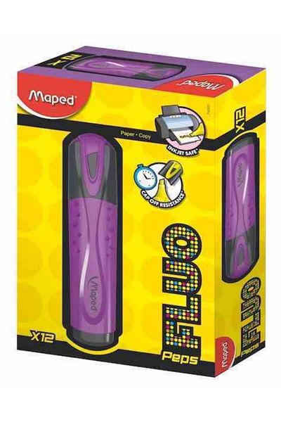 Maped Fluo Pep's - Purple Highlighter Pointing Pen (Pack of 12)