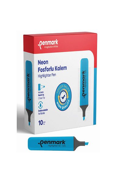 penmark Neon Highlighter Marker Pen Glass Core Highlighter Pen (Pack of 10)