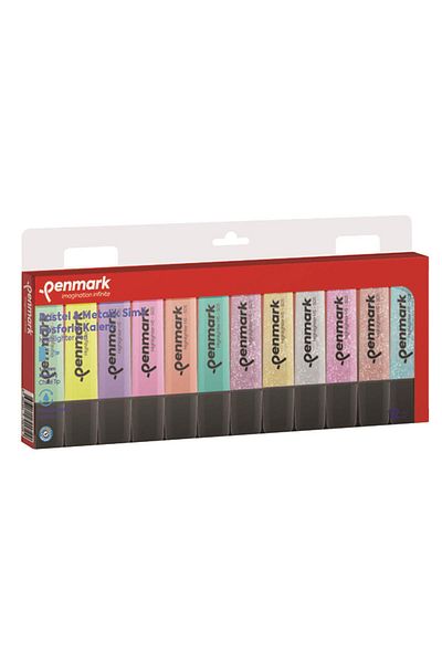 penmark 12 Mixed Color Highlighter Pens - 6 Pastels, 6 Glitters