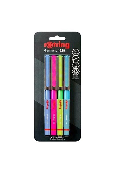 Rotring Liner Fineliner Vibrant Color Felt Tip Pen 4 Colors