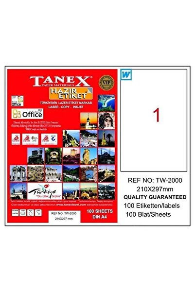 Tanex Laserska etiketa 100 listova 210x297 mm laserska etiketa ravna ivica