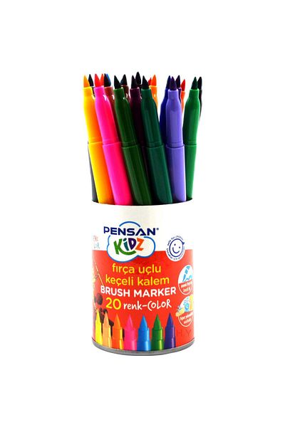 Pensan Kidz Brush Tip Felted Pen with 20 Colors Jar