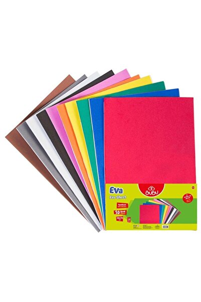Bubu Bu-Bu Eva 50x70 Cm Yapışkanlı 2 MM 10 Lu Karışık Renk Yapışkanlı Eva