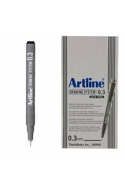 artline Drawing Pen Drawing System 0.03 Mm Tip Black (PACK OF 12)