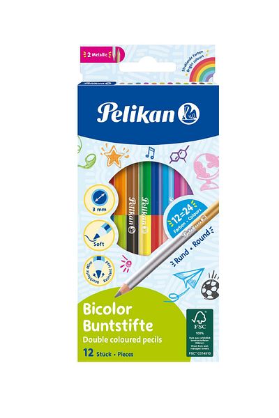 Pelikan Dry Paint Double Ended 12 Pack Double Sided Dry Paint Pen 24 Colors