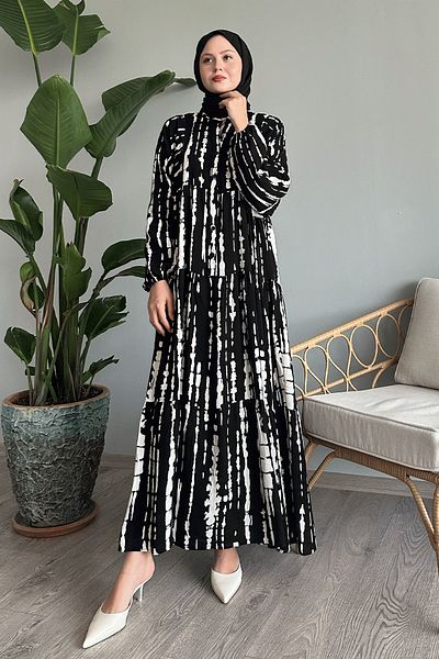 InStyle Rochie lejeră din viscoză cu dungi negre