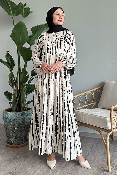 InStyle Rochie din viscoză cu model linie albă