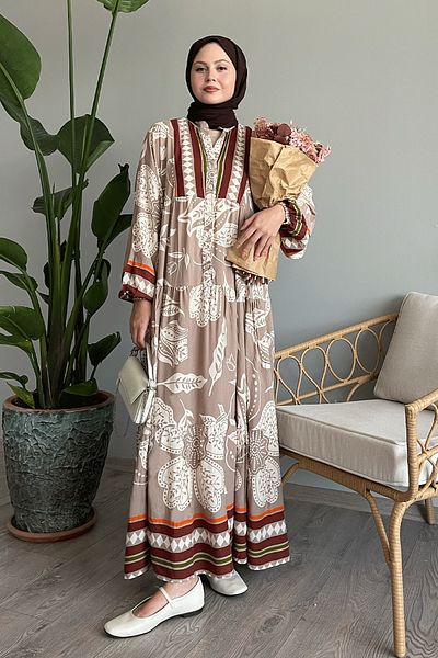 InStyle Colorful Viscose Dress - Casual Tile Mix