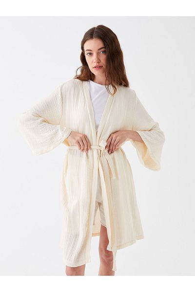 LC Waikiki Damskie kimono z długim rękawem i szalowym kołnierzem