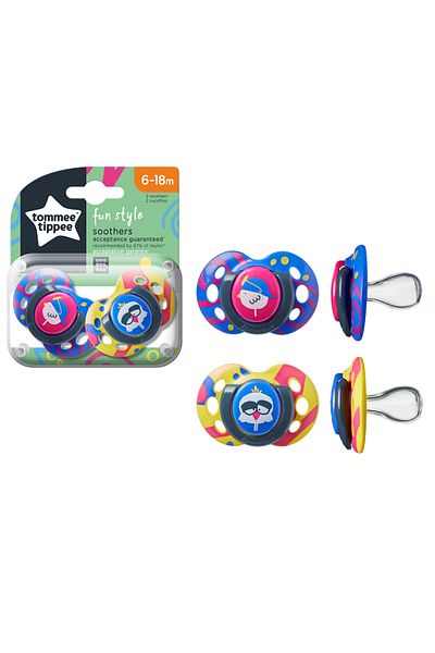tommee tippee Fun Style 2-Piece Orthodontic Silicone Pacifier 6-18 Months Purple
