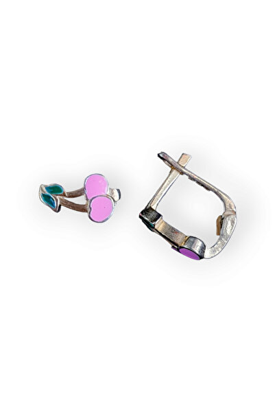 MAGRİB 925 ayar gümüş mineli pembe kirazlı çocuk küpe