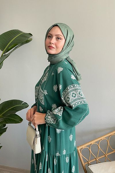 InStyle Ethnic Mint Viscose Retro Dress