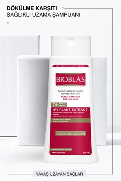 Bioblas 360 ml șampon cu extract de iedera pentru păr cu creștere lentă împotriva căderii părului