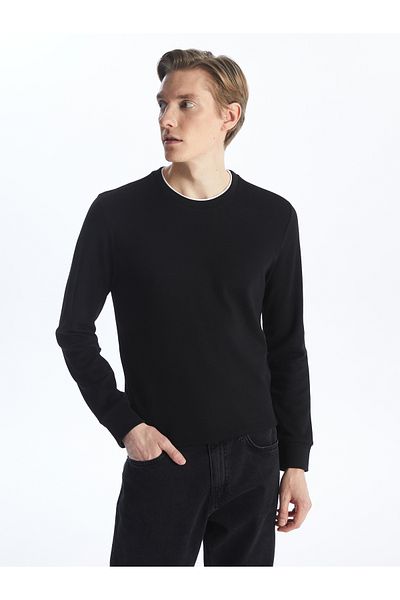 LC Waikiki Men's Textured Long Sleeve Crew Neck T-Shirt