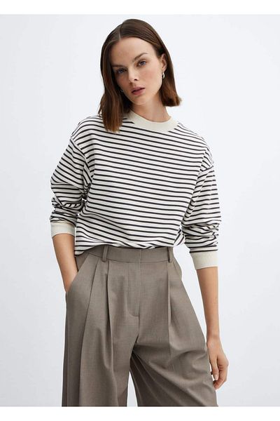 MANGO Woman Striped knitwear sweatshirt
