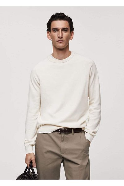MANGO Man Sweter z cienkiej dzianiny bawełnianej