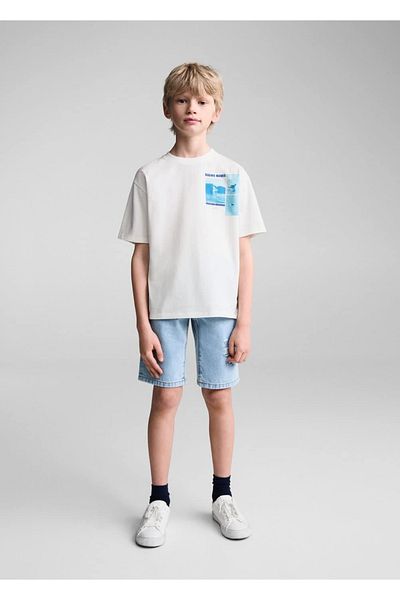 MANGO Kids Βαμβακερό μπλουζάκι με σχέδια
