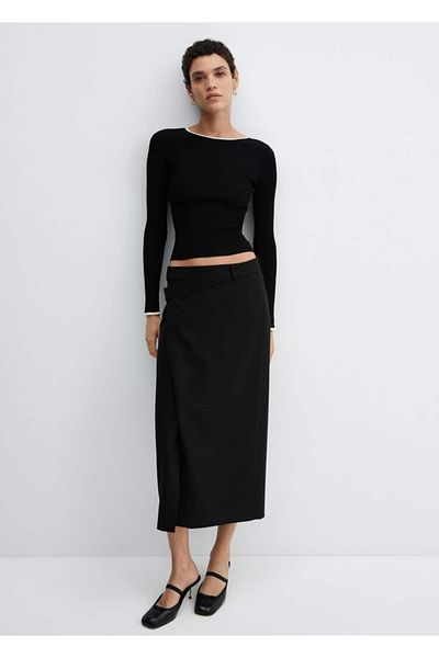 MANGO Woman Pulover cu broderie contrastanta