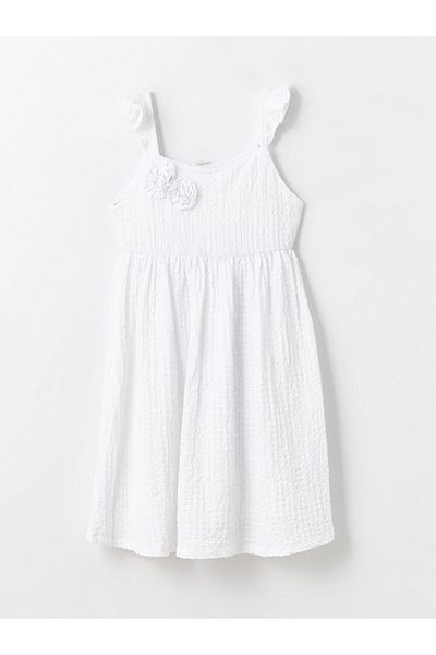 LC Waikiki LCW Kids Buxe Λευκό λουλουδάτο φόρεμα για κορίτσια